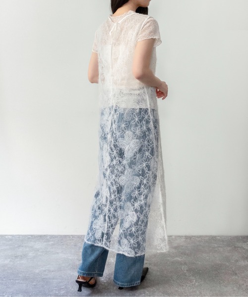 on:nue(オンニュ)の「【on:nue】シアーフラワーレースレイヤードワンピース/2026 SS COLLECTION(ワンピース・レディース・ブラック/ホワイト・FREE)」の5枚目の写真