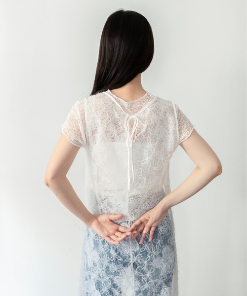 on:nue(オンニュ)の「【on:nue】シアーフラワーレースレイヤードワンピース/2026 SS COLLECTION(ワンピース・レディース・ブラック/ホワイト・FREE)」の7枚目の写真