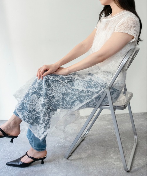on:nue(オンニュ)の「【on:nue】シアーフラワーレースレイヤードワンピース/2026 SS COLLECTION(ワンピース・レディース・ブラック/ホワイト・FREE)」の8枚目の写真