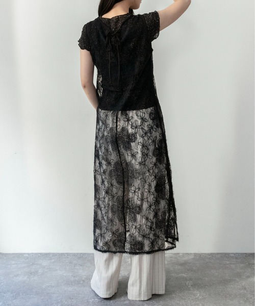 on:nue(オンニュ)の「【on:nue】シアーフラワーレースレイヤードワンピース/2026 SS COLLECTION(ワンピース・レディース・ブラック/ホワイト・FREE)」の16枚目の写真