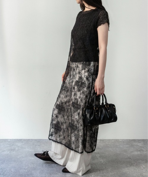 on:nue(オンニュ)の「【on:nue】シアーフラワーレースレイヤードワンピース/2026 SS COLLECTION(ワンピース・レディース・ブラック/ホワイト・FREE)」の17枚目の写真