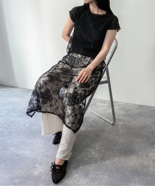 on:nue(オンニュ)の「【on:nue】シアーフラワーレースレイヤードワンピース/2026 SS COLLECTION(ワンピース・レディース・ブラック/ホワイト・FREE)」の18枚目の写真
