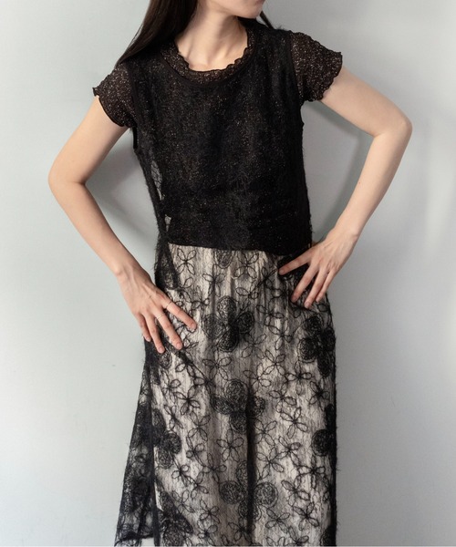 on:nue(オンニュ)の「【on:nue】シアーフラワーレースレイヤードワンピース/2026 SS COLLECTION(ワンピース・レディース・ブラック/ホワイト・FREE)」の20枚目の写真