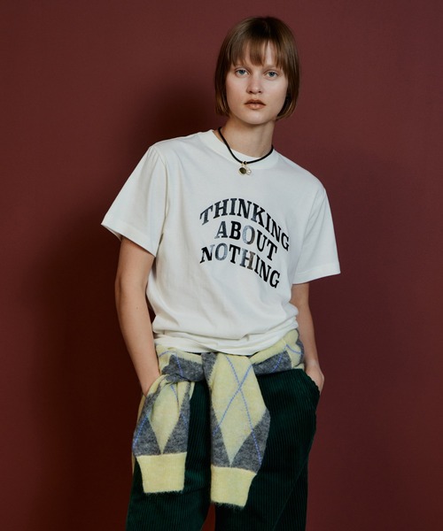 MAISON SPECIAL（メゾンスペシャル）の「THINKING ABOUT NOTHING Logo T-Shirt/THINKING ABOUT NOTHING ロゴTシャツ（Tシャツ/カットソー・レディース・ブラック/ブラウン/ブルー/アイボリー・FREE）」の2枚目の写真