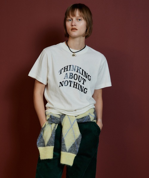 MAISON SPECIAL（メゾンスペシャル）の「THINKING ABOUT NOTHING Logo T-Shirt/THINKING ABOUT NOTHING ロゴTシャツ（Tシャツ/カットソー・レディース・ブラック/ブラウン/ブルー/アイボリー・FREE）」の10枚目の写真