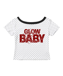 グロウベイビープリンティングドットワンショルダー スリムフィット 半袖Tシャツ ホワイト