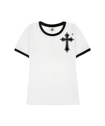 CROSS レディース スリムフィット リンガー 半袖Tシャツ 3 COLORS