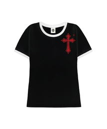 CROSS レディース スリムフィット リンガー 半袖Tシャツ 3 COLORS