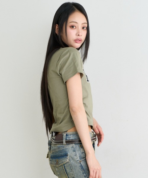 RAY CASSIN(レイカズン)の「ロゴパッチチビTシャツ(Tシャツ/カットソー・レディース・カーキ/ホワイト系その他/グレー/ネイビー・FREE)」の14枚目の写真