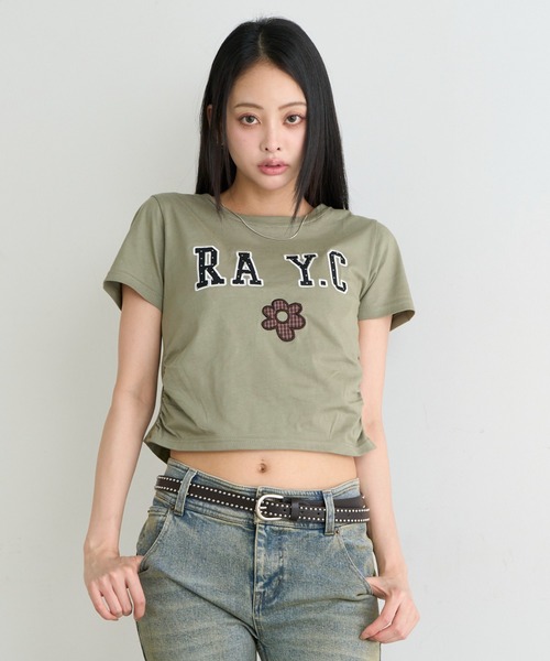 RAY CASSIN(レイカズン)の「ロゴパッチチビTシャツ(Tシャツ/カットソー・レディース・カーキ/ホワイト系その他/グレー/ネイビー・FREE)」の11枚目の写真