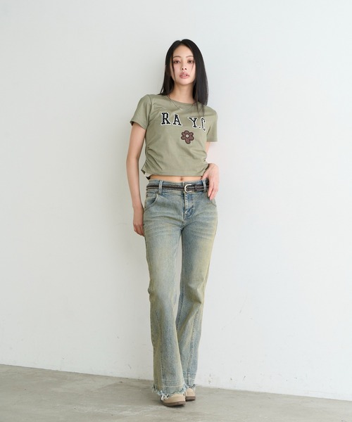 RAY CASSIN(レイカズン)の「ロゴパッチチビTシャツ(Tシャツ/カットソー・レディース・カーキ/ホワイト系その他/グレー/ネイビー・FREE)」の15枚目の写真