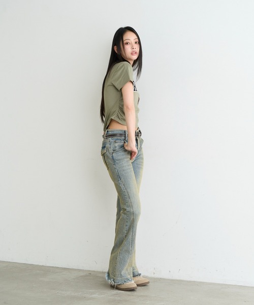 RAY CASSIN(レイカズン)の「ロゴパッチチビTシャツ(Tシャツ/カットソー・レディース・カーキ/ホワイト系その他/グレー/ネイビー・FREE)」の18枚目の写真