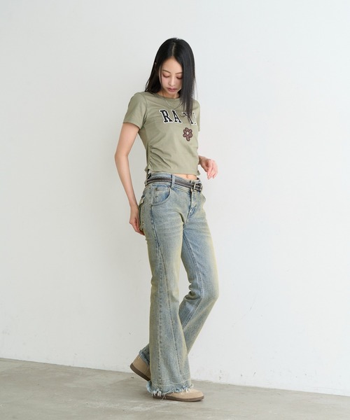 RAY CASSIN(レイカズン)の「ロゴパッチチビTシャツ(Tシャツ/カットソー・レディース・カーキ/ホワイト系その他/グレー/ネイビー・FREE)」の16枚目の写真