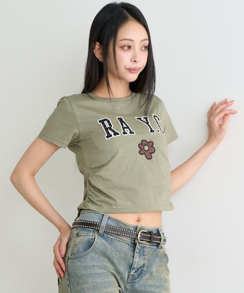 RAY CASSIN(レイカズン)の「ロゴパッチチビTシャツ(Tシャツ/カットソー・レディース・カーキ/ホワイト系その他/グレー/ネイビー・FREE)」の12枚目の写真