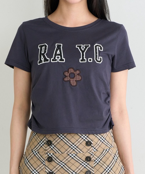RAY CASSIN(レイカズン)の「ロゴパッチチビTシャツ(Tシャツ/カットソー・レディース・カーキ/ホワイト系その他/グレー/ネイビー・FREE)」の5枚目の写真