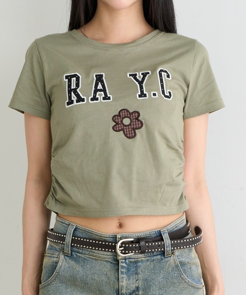 RAY CASSIN(レイカズン)の「ロゴパッチチビTシャツ(Tシャツ/カットソー・レディース・カーキ/ホワイト系その他/グレー/ネイビー・FREE)」の22枚目の写真