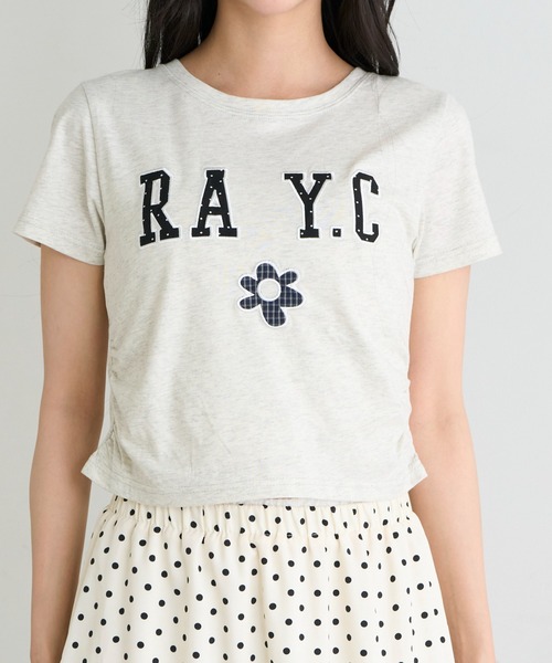 RAY CASSIN(レイカズン)の「ロゴパッチチビTシャツ(Tシャツ/カットソー・レディース・カーキ/ホワイト系その他/グレー/ネイビー・FREE)」の8枚目の写真