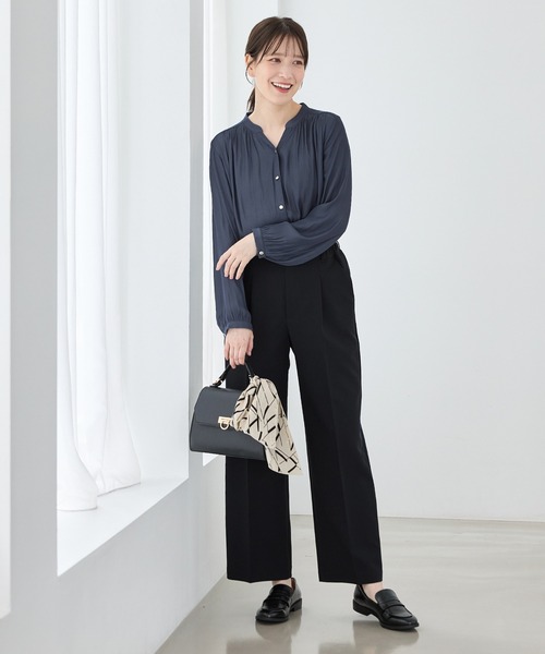 Honeys(ハニーズ)の「スキッパーブラウス(シャツ/ブラウス・レディース・ダークブラウン/ダークブルー/チャコール/グレイッシュベージュ/パープル・3L/L/LL/M/S)」の7枚目の写真