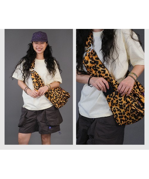 OFFWINTER(オフウィンター)の「【OFFWINTER】柄 ワッシャー 2WAY Hobo ショルダーバッグ(L)(ショルダーバッグ・メンズ・ダークグリーン/ピンク/レオパード・LARGE)」の7枚目の写真