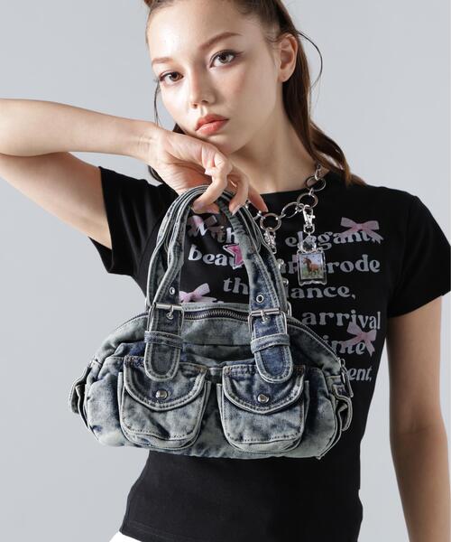B'2nd（ビーセカンド）の「MAVYTH/メヴィス/DENIM HAND BAG（ハンドバッグ・レディース・ブラック/その他4・F）」の2枚目の写真