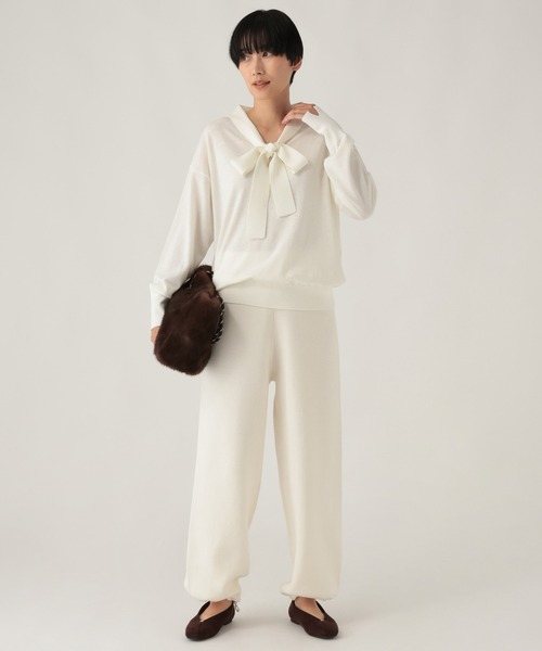 Elura(エルーラ)の「ウールコンボウタイニット/1078733(ニット/セーター・レディース・オフホワイト/ブルー/チャコールグレー・FREE)」の5枚目の写真