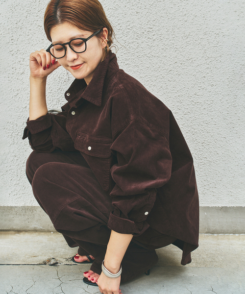 24s Spick & Span 長袖シャツ ブラウン　オーバーサイズ★ Spick & Span｜スピックアンドスパンのシャツ/ブラウス（ブラウン/茶色