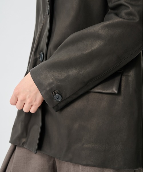 CITY TOKYO(シティトウキョウ)の「【CITY TOKYO/シティートウキョウ】Sheepskin Leather Jacket/本革レザーテーラードジャケット(テーラードジャケット・レディース・ブラック・FREE)」の6枚目の写真