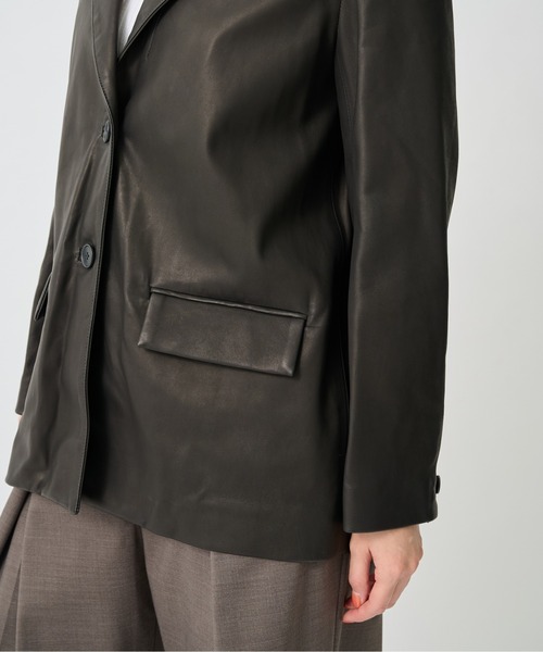 CITY TOKYO(シティトウキョウ)の「【CITY TOKYO/シティートウキョウ】Sheepskin Leather Jacket/本革レザーテーラードジャケット(テーラードジャケット・レディース・ブラック・FREE)」の2枚目の写真