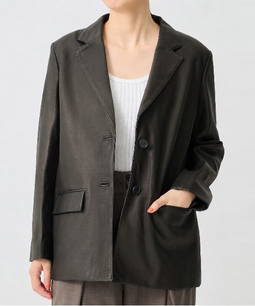 CITY TOKYO(シティトウキョウ)の「【CITY TOKYO/シティートウキョウ】Sheepskin Leather Jacket/本革レザーテーラードジャケット(テーラードジャケット・レディース・ブラック・FREE)」の7枚目の写真