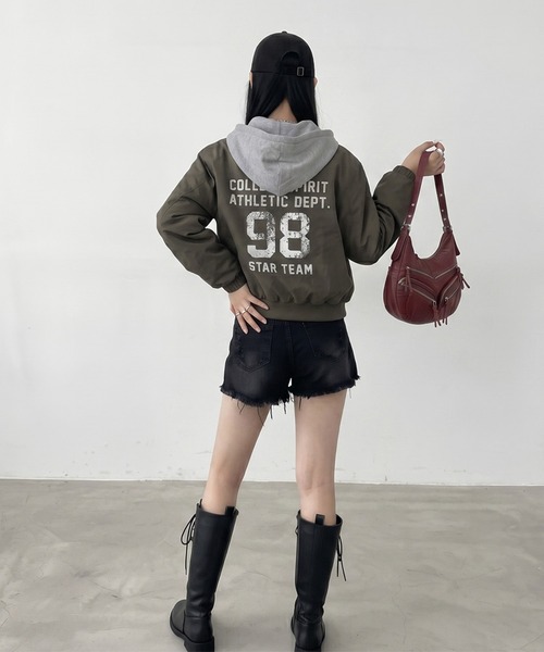 non-hedge（ノンヘッジ）の「パーカーアンサンブル風バックロゴジャケット（ブルゾン・レディース・チャコールグレー/ブラック/カーキ・FREE）」の15枚目の写真