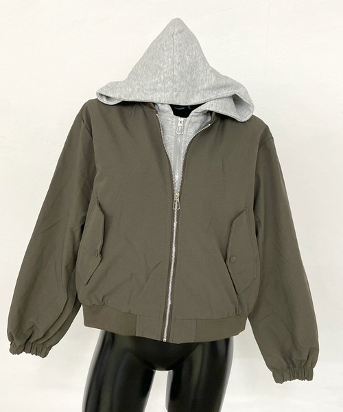 non-hedge（ノンヘッジ）の「パーカーアンサンブル風バックロゴジャケット（ブルゾン・レディース・チャコールグレー/ブラック/カーキ・FREE）」の21枚目の写真
