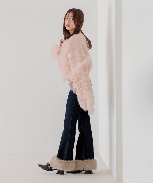 Heather(ヘザー)の「ファーフレアデニムパンツ 1063907(デニムパンツ・レディース・ベージュ/ワンウォッシュ/ブラック・S/M)」の6枚目の写真