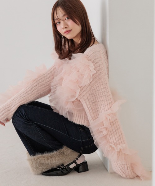 Heather(ヘザー)の「ファーフレアデニムパンツ 1063907(デニムパンツ・レディース・ベージュ/ワンウォッシュ/ブラック・S/M)」の7枚目の写真