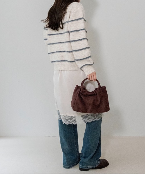on:nue(オンニュ)の「【on:nue】パイピングシャギーボーダーニットカーディガン /26-27 AW COLLECTION(カーディガン/ボレロ・レディース・アイボリー/ネイビー/グレー・FREE)」の9枚目の写真