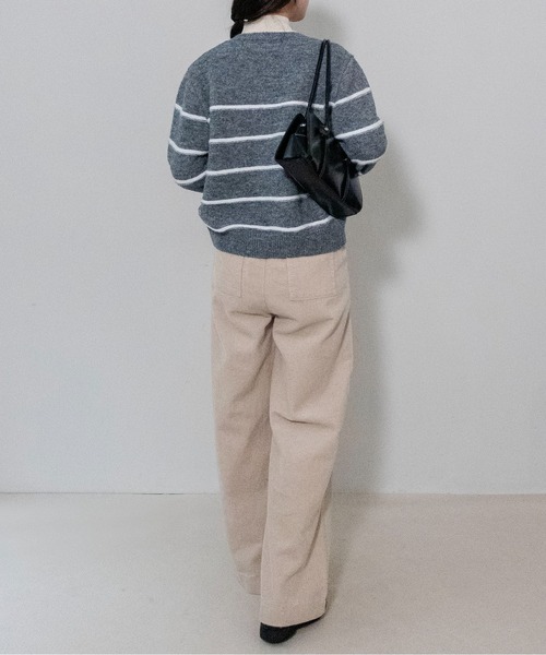 on:nue(オンニュ)の「【on:nue】パイピングシャギーボーダーニットカーディガン /26-27 AW COLLECTION(カーディガン/ボレロ・レディース・アイボリー/ネイビー/グレー・FREE)」の22枚目の写真