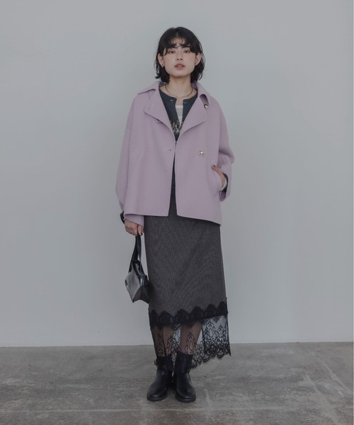 Eimee Law(エイミーロウ)の「ハンドメイドハーフコート(その他アウター・レディース・ベージュ/ブラック/ライトピンク・FREE)」の4枚目の写真