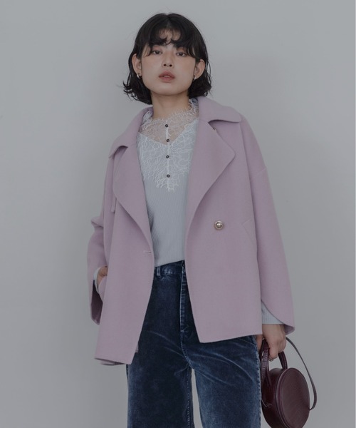 Eimee Law(エイミーロウ)の「ハンドメイドハーフコート(その他アウター・レディース・ベージュ/ブラック/ライトピンク・FREE)」の8枚目の写真