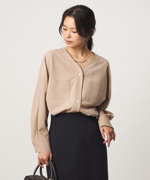 green label relaxing(グリーンレーベルリラクシング)の「ツイル ポケット シャツ マシンウォッシャブル ストレッチ(シャツ/ブラウス・レディース・ライトブルー/オフホワイト/ベージュ/ネイビー・FREE)」の12枚目の写真
