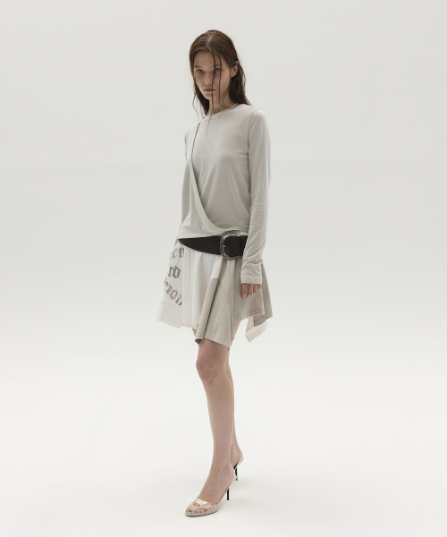 LCDC TM(エルシーディーシーティーエム)の「DIAGONAL WRAP TOP (LIGHT GREY)(Tシャツ/カットソー・レディース・その他・OS)」の4枚目の写真