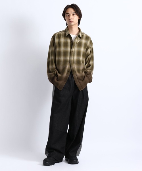 RAGEBLUE(レイジブルー)の「GRADUATION CHECK SHIRTS / グラデーションチェックシャツ(シャツ/ブラウス・メンズ・マスタード/ダークブラウン/ブラック・MEDIUM/LARGE)」の4枚目の写真