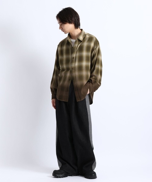 RAGEBLUE(レイジブルー)の「GRADUATION CHECK SHIRTS / グラデーションチェックシャツ(シャツ/ブラウス・メンズ・マスタード/ダークブラウン/ブラック・MEDIUM/LARGE)」の5枚目の写真