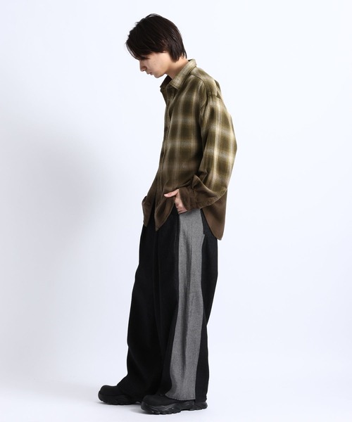 RAGEBLUE(レイジブルー)の「GRADUATION CHECK SHIRTS / グラデーションチェックシャツ(シャツ/ブラウス・メンズ・マスタード/ダークブラウン/ブラック・MEDIUM/LARGE)」の6枚目の写真