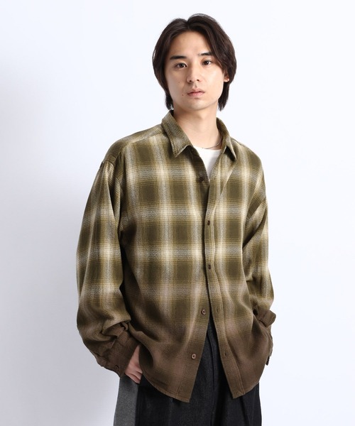 RAGEBLUE(レイジブルー)の「GRADUATION CHECK SHIRTS / グラデーションチェックシャツ(シャツ/ブラウス・メンズ・マスタード/ダークブラウン/ブラック・MEDIUM/LARGE)」の7枚目の写真