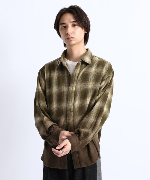 RAGEBLUE(レイジブルー)の「GRADUATION CHECK SHIRTS / グラデーションチェックシャツ(シャツ/ブラウス・メンズ・マスタード/ダークブラウン/ブラック・MEDIUM/LARGE)」の9枚目の写真