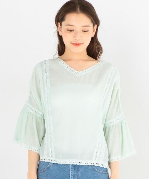 Another Edition（アナザーエディション）の「ガーゼヨウリュウVネックブラウス/AEBC ガーゼヨウリュウ V BLUS◆（シャツ/ブラウス・レディース・オフホワイト/レッド/ライム・FREE）」の10枚目の写真