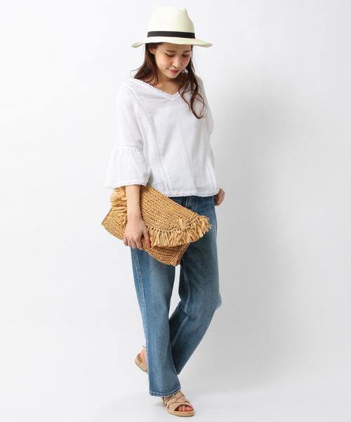 Another Edition（アナザーエディション）の「ガーゼヨウリュウVネックブラウス/AEBC ガーゼヨウリュウ V BLUS◆（シャツ/ブラウス・レディース・オフホワイト/レッド/ライム・FREE）」の14枚目の写真