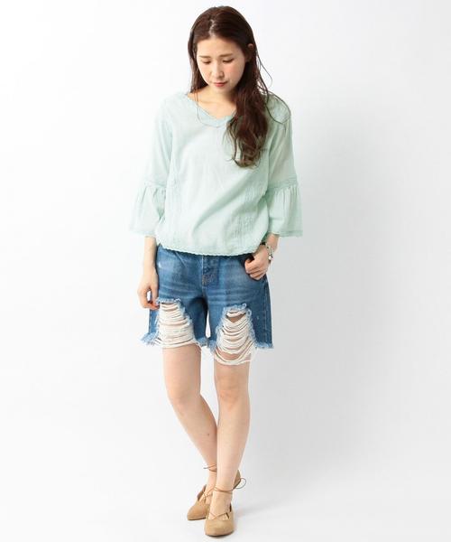 Another Edition（アナザーエディション）の「ガーゼヨウリュウVネックブラウス/AEBC ガーゼヨウリュウ V BLUS◆（シャツ/ブラウス・レディース・オフホワイト/レッド/ライム・FREE）」の15枚目の写真