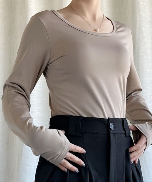 aimoha（アイモハ）の「裏起毛ヒートカットソー タートルネック ラウンドネック Vネック (AW) (LV)（インナーウェア/肌着・レディース・パープル/ワインレッド/カーキ/グレー/ホワイト/ブラウン/ブラック/ピンク/パープル系その他2/パープル系その他3/パープル系その他5/ピンク系その他2/ピンク系その他3/ピンク系その他5/レッド系その他2/レッド系その他3/レッド系その他5/ブラック系その他2/ブラック系その他3/ブラック系その他5/グレー系その他2/グレー系その他3/グレー系その他5/ブラウン系その他2/ブラウン系その他3/ブラウン系その他5/グリーン系その他2/グリーン系その他3/グリーン系その他5/ホワイト系その他2/ホワイト系その他3/ホワイト系その他5/ダークグレー/ベージュ系その他3/ベージュ系その他2/グレー系その他・XX-LARGE/LARGE/X-LARGE/MEDIUM/SMALL）」の19枚目の写真