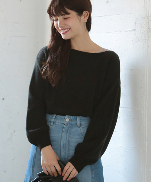 one after another NICE CLAUP(ワンアフターアナザーナイスクラップ)の「カシミアタッチニット(ニット/セーター・レディース・グレー/ローズ/アイボリー/ブラック/ピンク・FREE)」の1枚目の写真