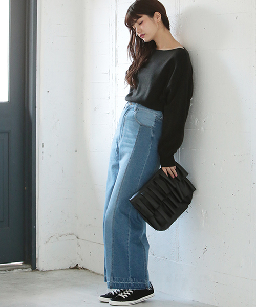 one after another NICE CLAUP(ワンアフターアナザーナイスクラップ)の「カシミアタッチニット(ニット/セーター・レディース・グレー/ローズ/アイボリー/ブラック/ピンク・FREE)」の9枚目の写真